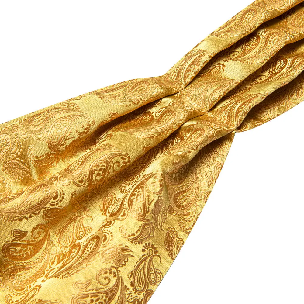 Barry.Wang Jacqaurd Silk Men Ascot Cravat Tie Floral Paisley For Male with Hanky Cufflinks 60 Colors Wedding Party Events Gift