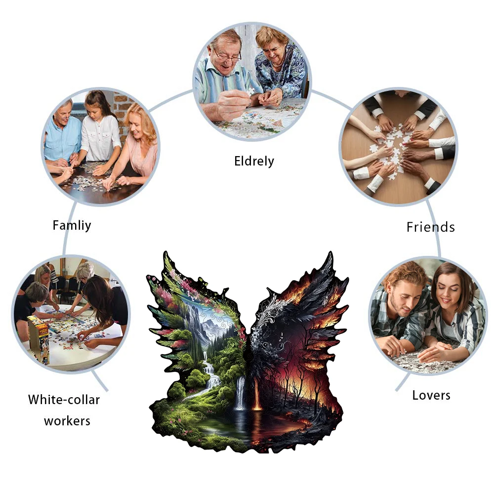 Landscape Theme Wooden Puzzle For Adults, Irregular Animal Shaped Pieces, High-difficulty Magic Puzzle Intellectual Toys
