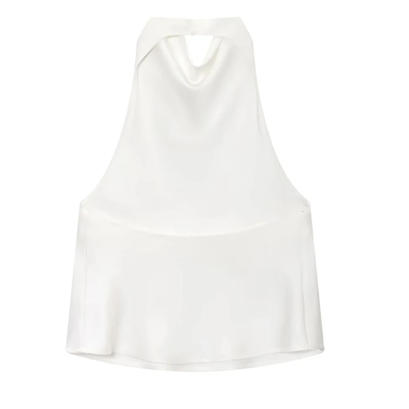 HXAO Halter Neck Women's Top Off Shoulder Satin Crop Top Women Summer Sexy Backless Tank Party Tops Y2K Aesthetic Camisole