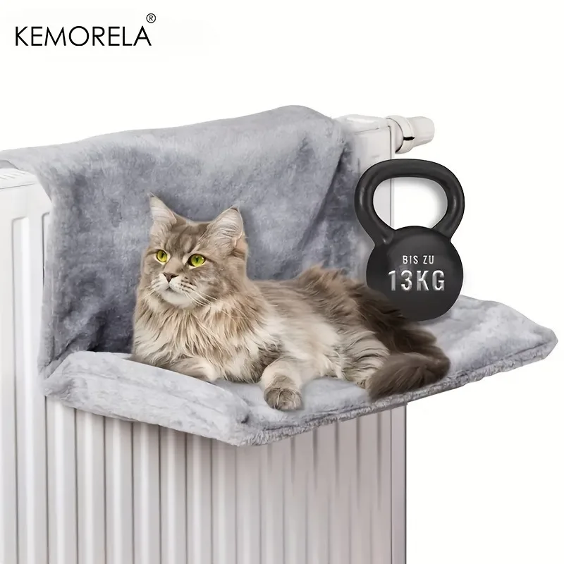 Cat Radiator Bed Hanging Cat Cradle Hammock Small Pet Animal Hanging Bed with Metal Frame Luxury Warm Fleece Basket for Cats