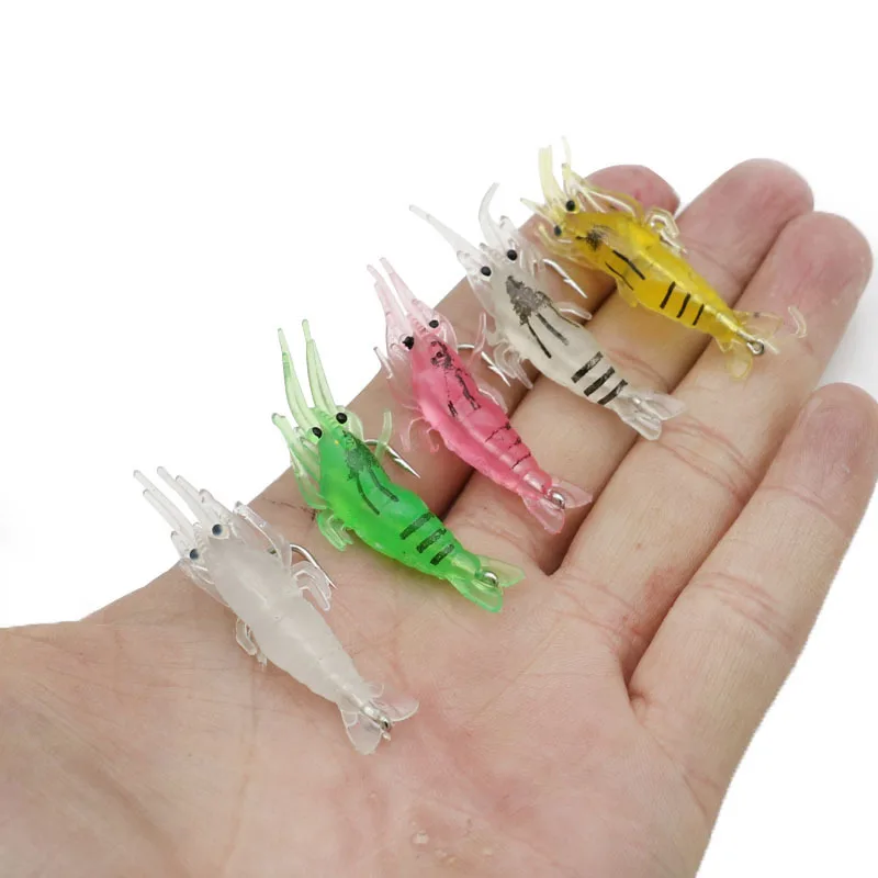 10PCS Fishing Lure 4cm 1.5g Artificial Silicone Wobbler Biomimetic False Shrimp Soft Bait with Hook For Carp Fishing Accessories
