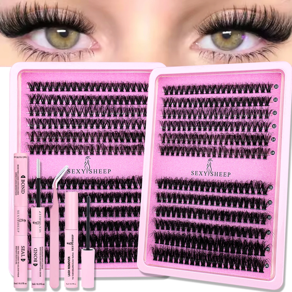 DIY Clusters Lashes 40D60D Eyelash Extension Dovetail Segmented Lashes Individual Eyelashes With Lash Glue Remover