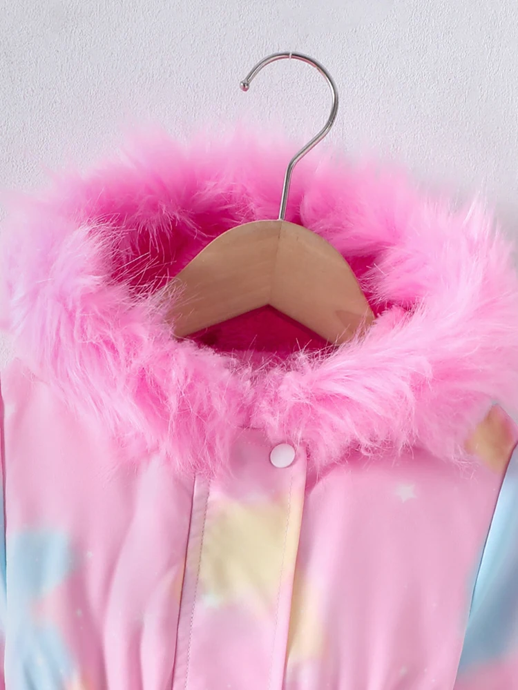 Children's Coat Girls Long Outerwear Winter Autumn Cotton Clothes Girls Pink Unicorn padded Coats Big Thicken Warm Child Jacket