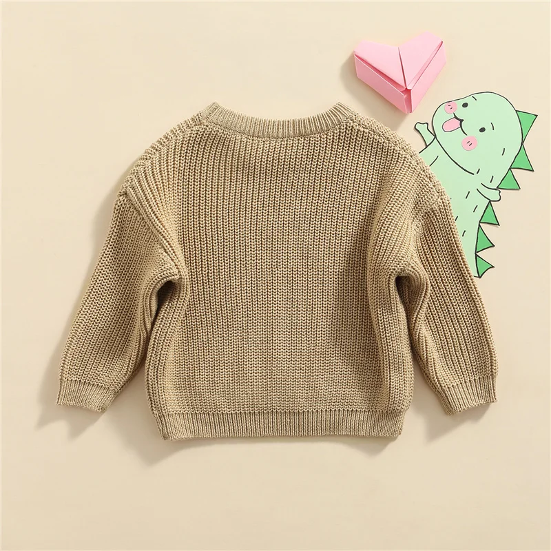 Suefunskry Newborn Baby Girl Boy Knitted Long Sleeve Autumn Winter Sweater Solid Loose Pullover Casual Tops Kids Clothes 3M-5Y