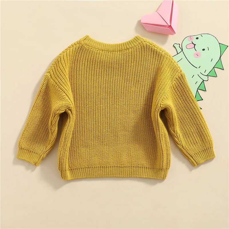 Suefunskry Newborn Baby Girl Boy Knitted Long Sleeve Autumn Winter Sweater Solid Loose Pullover Casual Tops Kids Clothes 3M-5Y