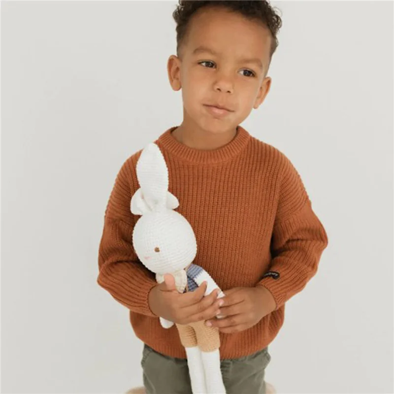 Suefunskry Newborn Baby Girl Boy Knitted Long Sleeve Autumn Winter Sweater Solid Loose Pullover Casual Tops Kids Clothes 3M-5Y
