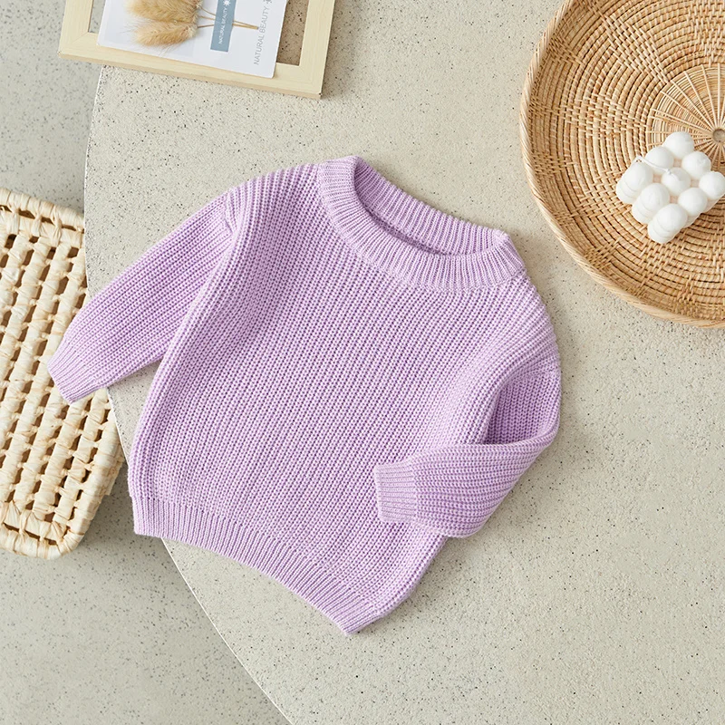 Suefunskry Newborn Baby Girl Boy Knitted Long Sleeve Autumn Winter Sweater Solid Loose Pullover Casual Tops Kids Clothes 3M-5Y