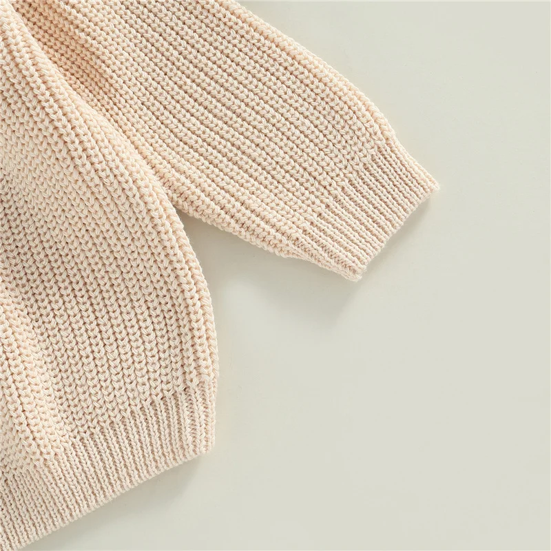 Suefunskry Newborn Baby Girl Boy Knitted Long Sleeve Autumn Winter Sweater Solid Loose Pullover Casual Tops Kids Clothes 3M-5Y