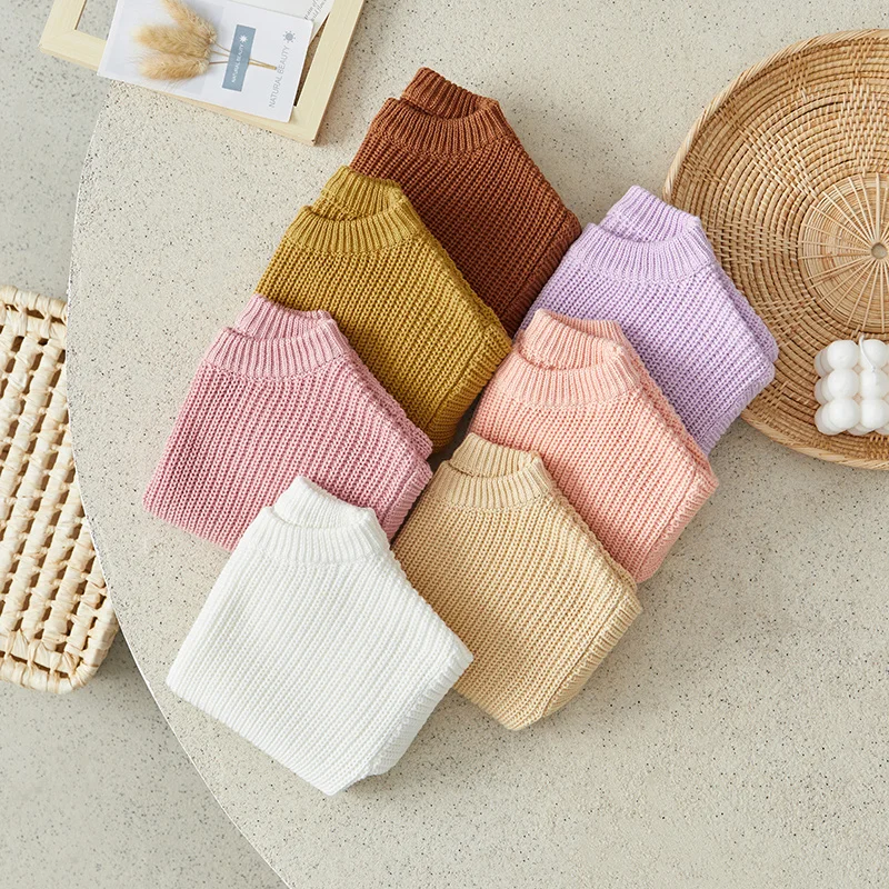 Suefunskry Newborn Baby Girl Boy Knitted Long Sleeve Autumn Winter Sweater Solid Loose Pullover Casual Tops Kids Clothes 3M-5Y