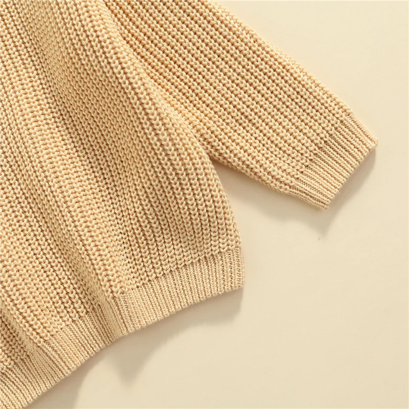 Suefunskry Newborn Baby Girl Boy Knitted Long Sleeve Autumn Winter Sweater Solid Loose Pullover Casual Tops Kids Clothes 3M-5Y