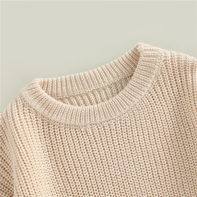 Suefunskry Newborn Baby Girl Boy Knitted Long Sleeve Autumn Winter Sweater Solid Loose Pullover Casual Tops Kids Clothes 3M-5Y