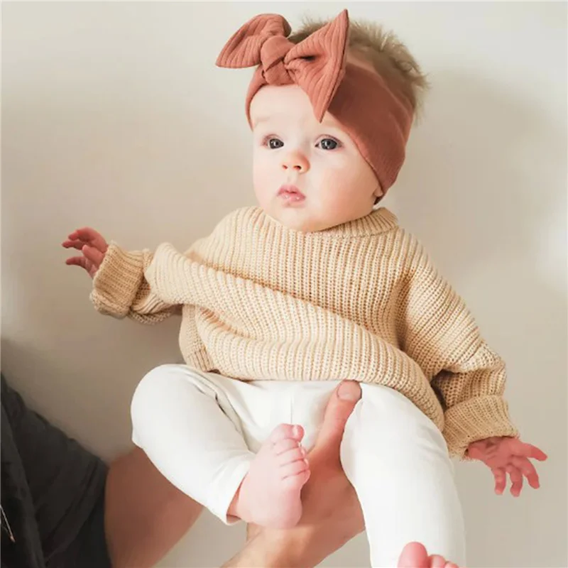 Suefunskry Newborn Baby Girl Boy Knitted Long Sleeve Autumn Winter Sweater Solid Loose Pullover Casual Tops Kids Clothes 3M-5Y
