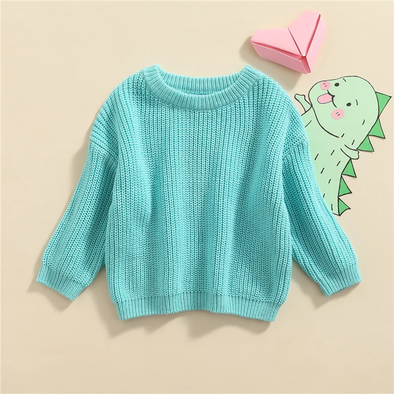 Suefunskry Newborn Baby Girl Boy Knitted Long Sleeve Autumn Winter Sweater Solid Loose Pullover Casual Tops Kids Clothes 3M-5Y
