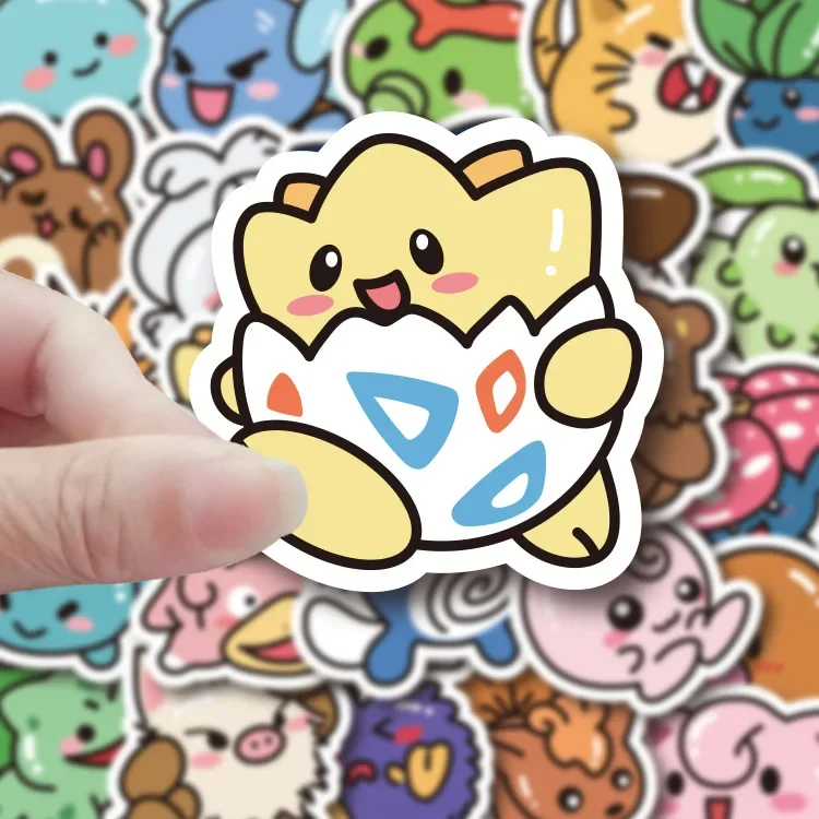 50PCS Kawaii Anime Pokemon Stickers Pikachu Decals DIY for Laptop Luggage Skateboard Phone Cartoon Kid Toy Gift Stickers