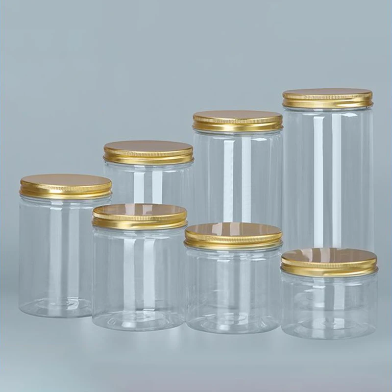 Transparent Sealing Jar With Aluminium Screw Lids Kitchen Organizer Storage Seal Tanks For Grain Tea Candy Cookie Jars