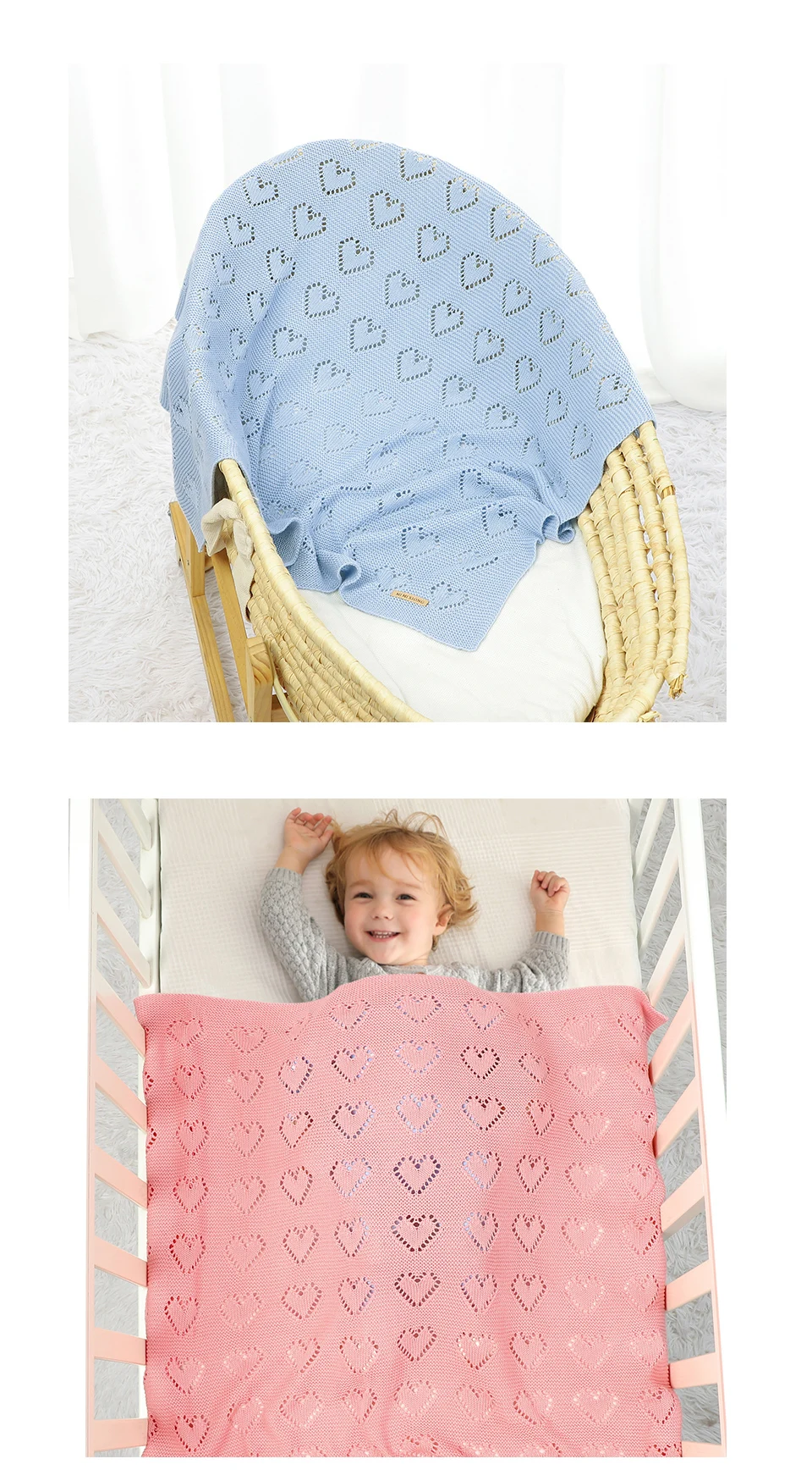 Baby Cotton Blankets Knitted Newborn Boys Girls Stroller Nursery Bedding Cradle Quilt 100*80cm Infant Swaddle Wrap Crib Cellular