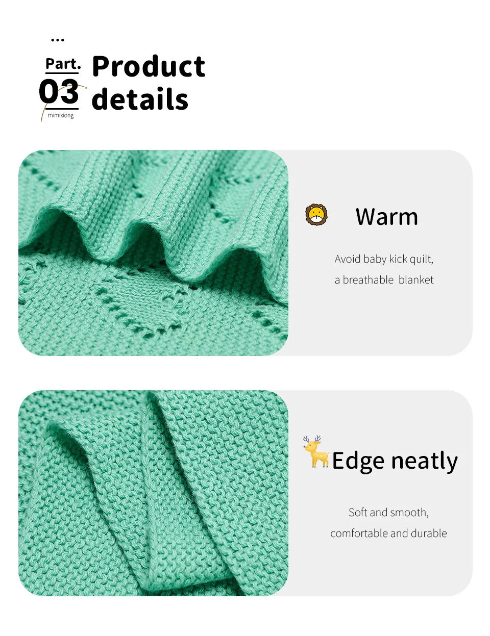 Baby Cotton Blankets Knitted Newborn Boys Girls Stroller Nursery Bedding Cradle Quilt 100*80cm Infant Swaddle Wrap Crib Cellular