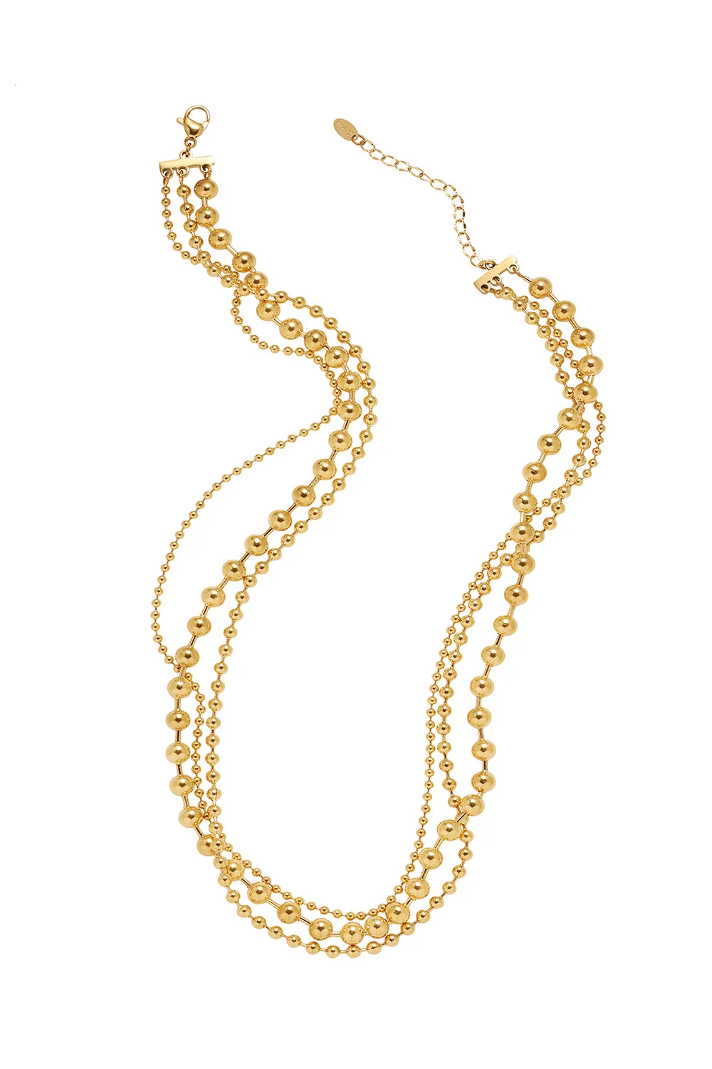 RHYSONG 316L Stainless Steel With 18K Gold Plated PVD Unique Layered Beads Chain Necklace For Women Fashion Gold Silver Jewelry