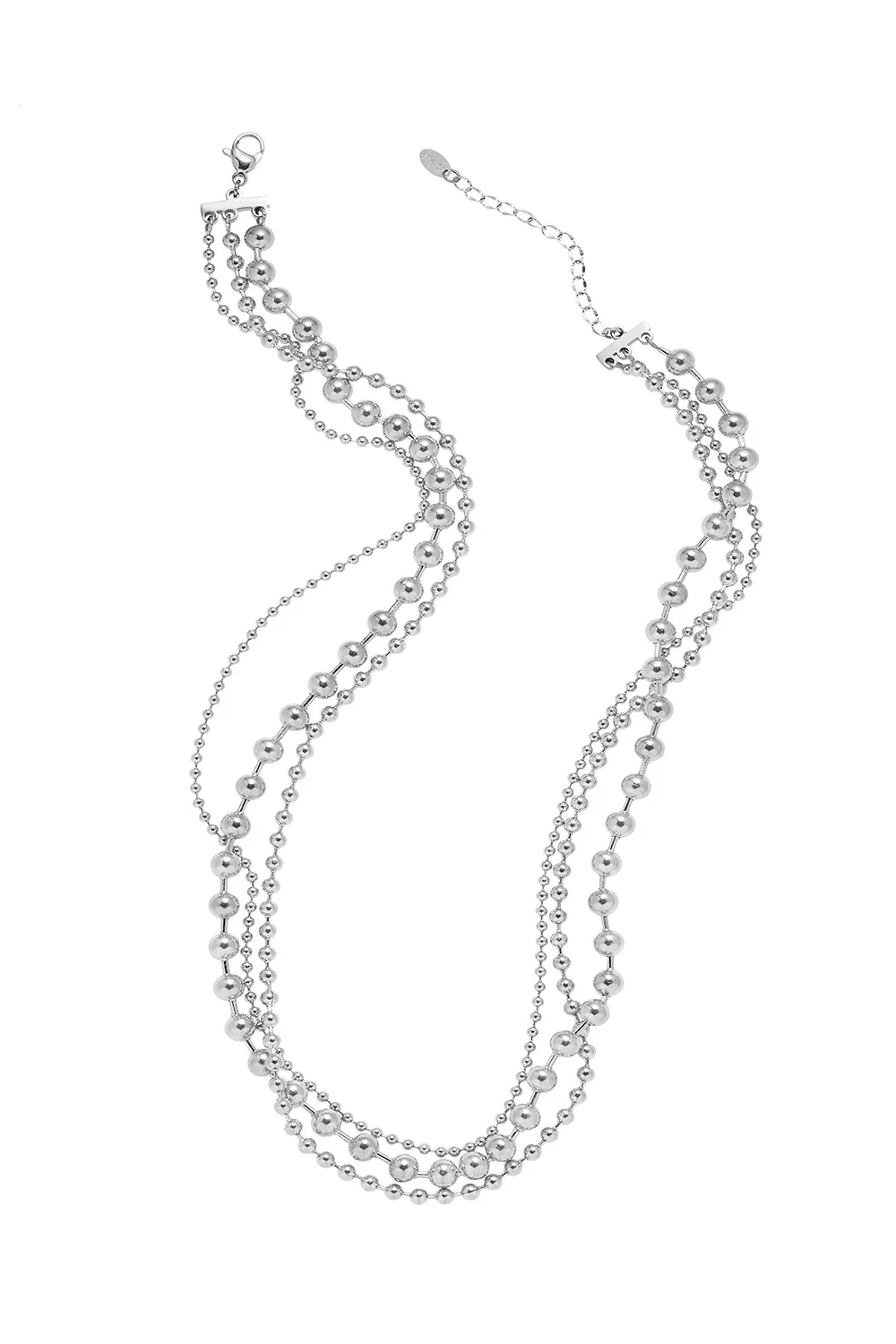 RHYSONG 316L Stainless Steel With 18K Gold Plated PVD Unique Layered Beads Chain Necklace For Women Fashion Gold Silver Jewelry