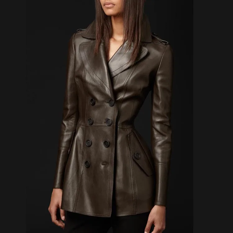 Mauroicardi Spring Fitted Black Skirted Soft Faux Leather Blazer Jacket Women Double Breasted Elegant Luxury Designer Clothes