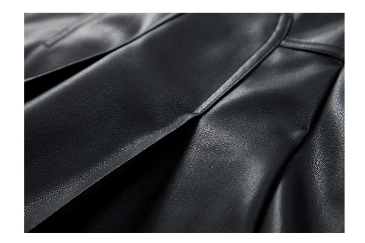 Mauroicardi Spring Fitted Black Skirted Soft Faux Leather Blazer Jacket Women Double Breasted Elegant Luxury Designer Clothes
