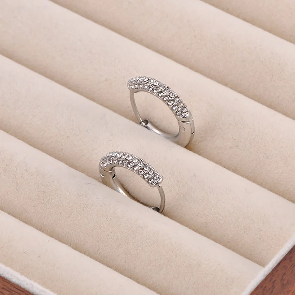 Lokaer Fashion 316L Stainless Steel Rhinestone Hoop Earrings 18K PVD Gold Plated Handmade Daily Jewelry for Women Girls E24216