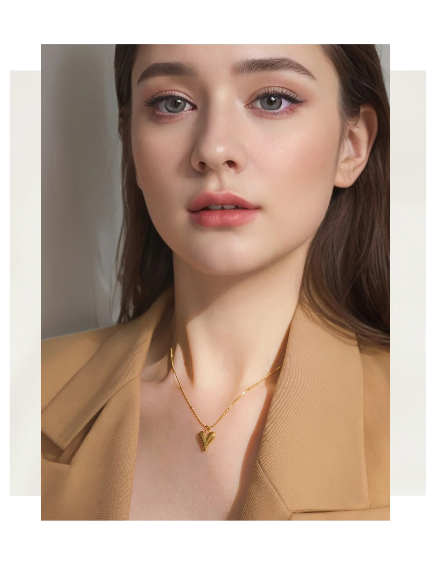 UHBINYCA Minimalism Smooth Stainless Steel Heart Waterproof Necklace Pendant for Women 18k Gold Plated Jewelry