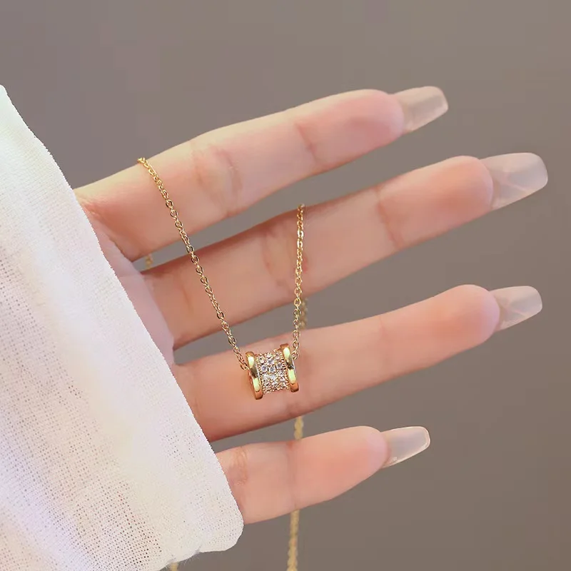 EILIECK 316L Stainless Steel Metal Fine Chain Bling Zirconia Necklace 18K Gold PVD Plated Waterproof Fashion Jewelry For Women