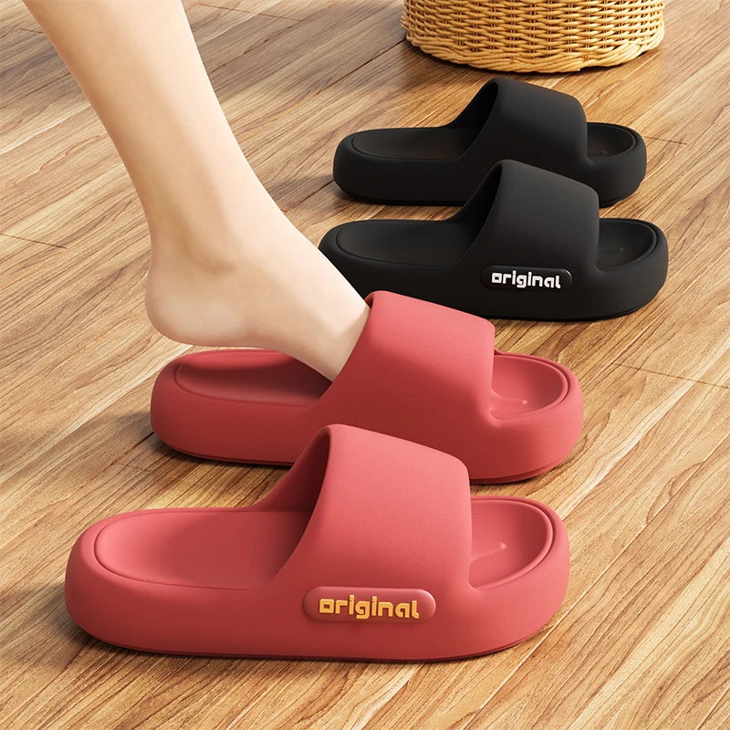 Thick Platform Eva Slippers for Women 2025 Summer Soft Sole Pillow Cloud Slippers Woman Letter Print Non Slip Indoor House Shoes