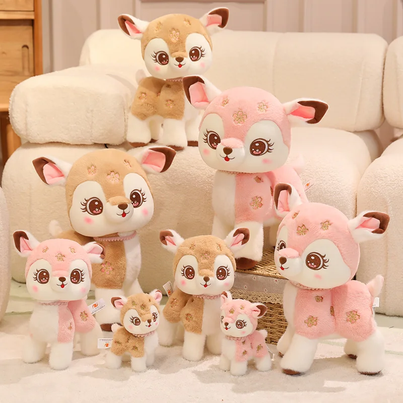 15-40cm Cartoon Cute Christmas Deer Plush Toy Pendant Spotted Sika Deer Elk Plush Toy Pillow Home Decoration Gift For Children