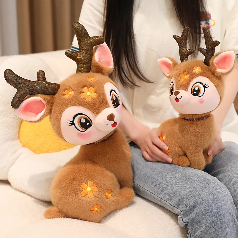 15-40cm Cartoon Cute Christmas Deer Plush Toy Pendant Spotted Sika Deer Elk Plush Toy Pillow Home Decoration Gift For Children