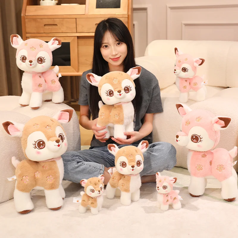 15-40cm Cartoon Cute Christmas Deer Plush Toy Pendant Spotted Sika Deer Elk Plush Toy Pillow Home Decoration Gift For Children