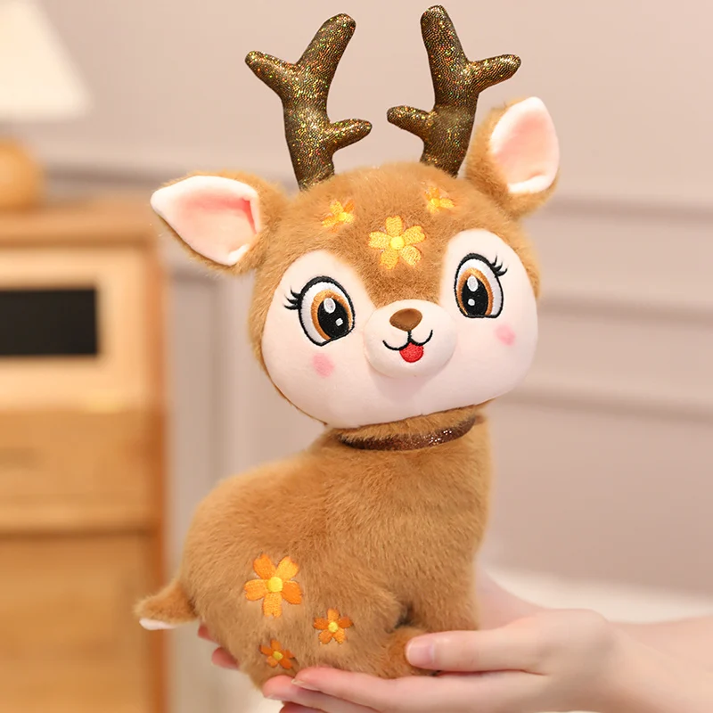 15-40cm Cartoon Cute Christmas Deer Plush Toy Pendant Spotted Sika Deer Elk Plush Toy Pillow Home Decoration Gift For Children