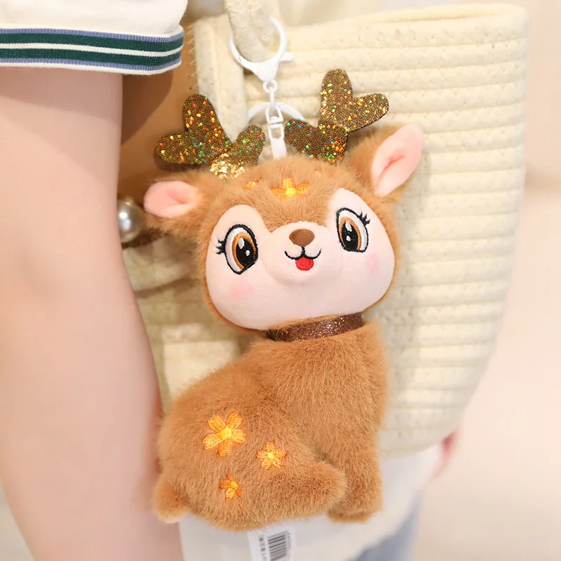 15-40cm Cartoon Cute Christmas Deer Plush Toy Pendant Spotted Sika Deer Elk Plush Toy Pillow Home Decoration Gift For Children