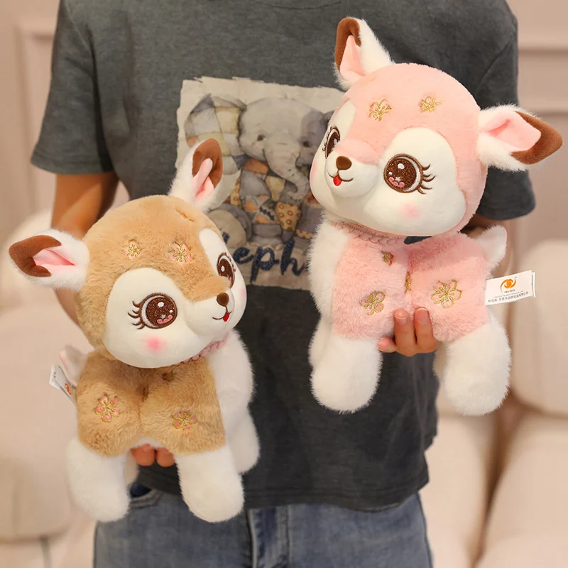 15-40cm Cartoon Cute Christmas Deer Plush Toy Pendant Spotted Sika Deer Elk Plush Toy Pillow Home Decoration Gift For Children