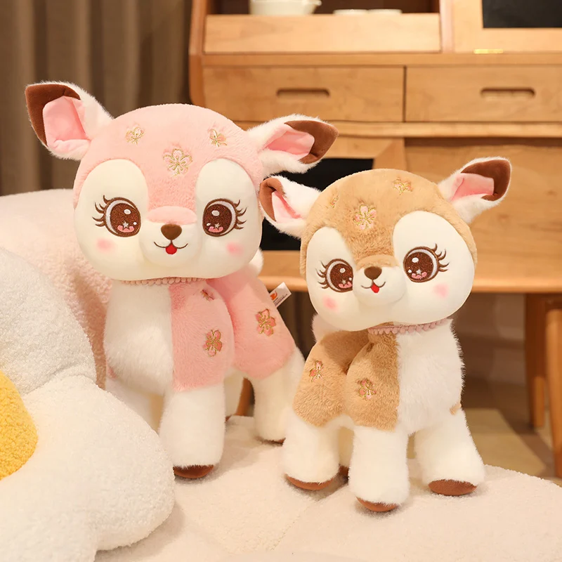 15-40cm Cartoon Cute Christmas Deer Plush Toy Pendant Spotted Sika Deer Elk Plush Toy Pillow Home Decoration Gift For Children
