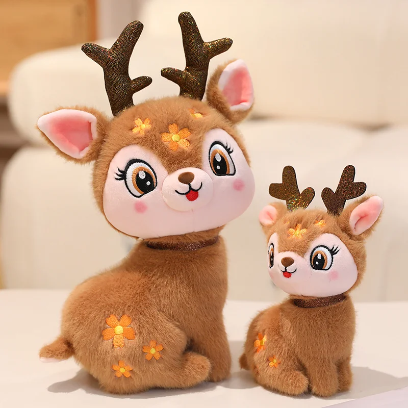 15-40cm Cartoon Cute Christmas Deer Plush Toy Pendant Spotted Sika Deer Elk Plush Toy Pillow Home Decoration Gift For Children