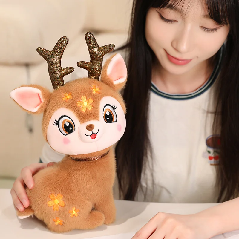 15-40cm Cartoon Cute Christmas Deer Plush Toy Pendant Spotted Sika Deer Elk Plush Toy Pillow Home Decoration Gift For Children