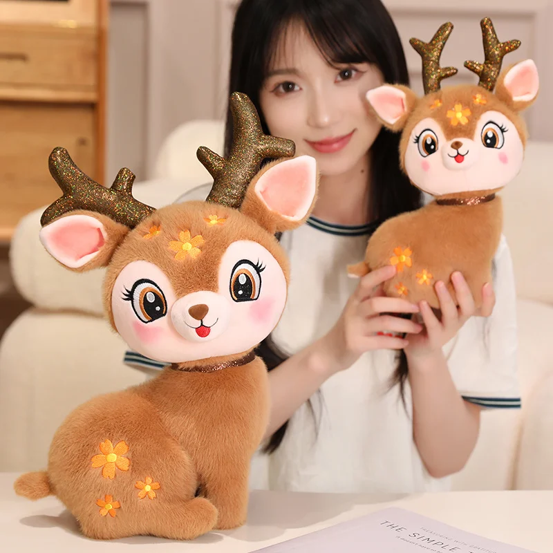 15-40cm Cartoon Cute Christmas Deer Plush Toy Pendant Spotted Sika Deer Elk Plush Toy Pillow Home Decoration Gift For Children