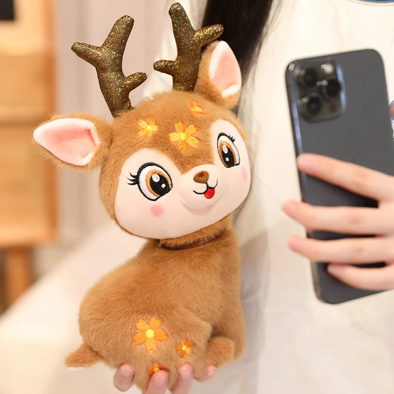 15-40cm Cartoon Cute Christmas Deer Plush Toy Pendant Spotted Sika Deer Elk Plush Toy Pillow Home Decoration Gift For Children
