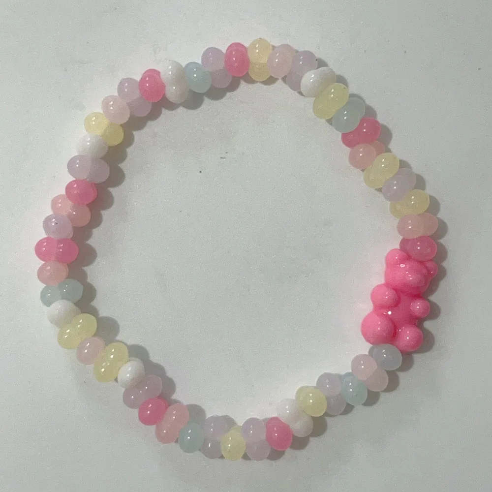 Potosala Cute Transparent Resin Bear Bracelet Cartoon Gummy Jelly Color For Women Handmade Beaded Bracelet Girls Jewelry Gifts