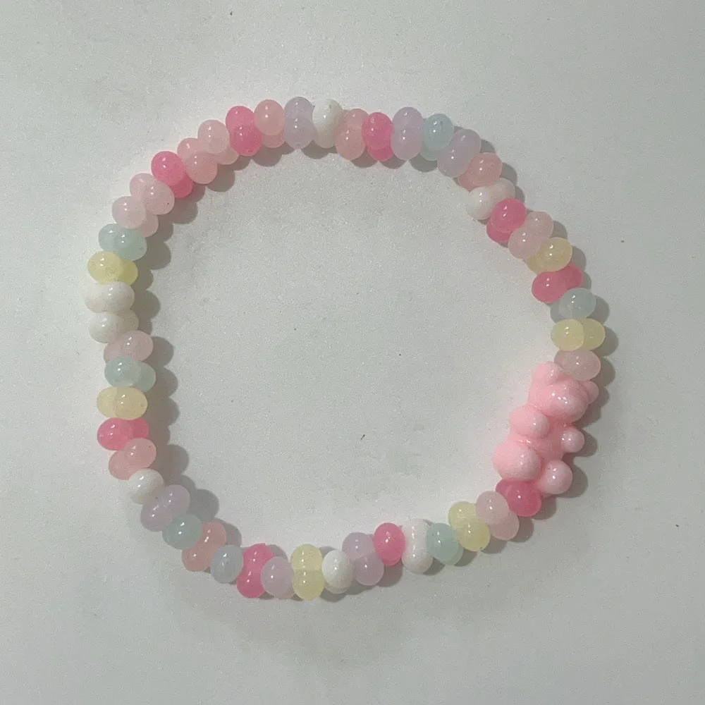 Potosala Cute Transparent Resin Bear Bracelet Cartoon Gummy Jelly Color For Women Handmade Beaded Bracelet Girls Jewelry Gifts