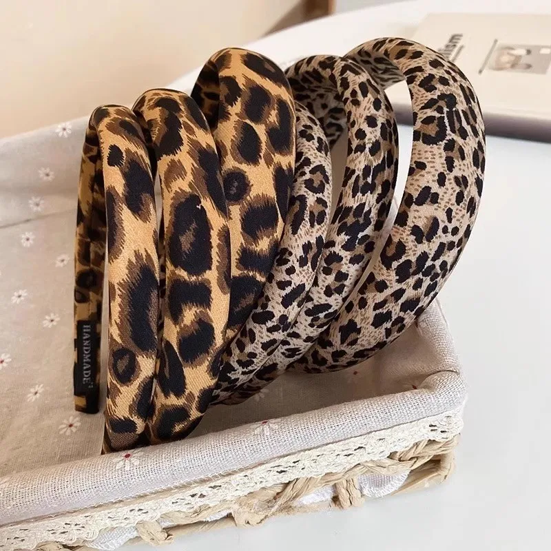 Vintage Leopard Print Sponge Hairband For Women Elegant Hair Ornament Headband Hair Hold Head Band Fashion Hair Accessories