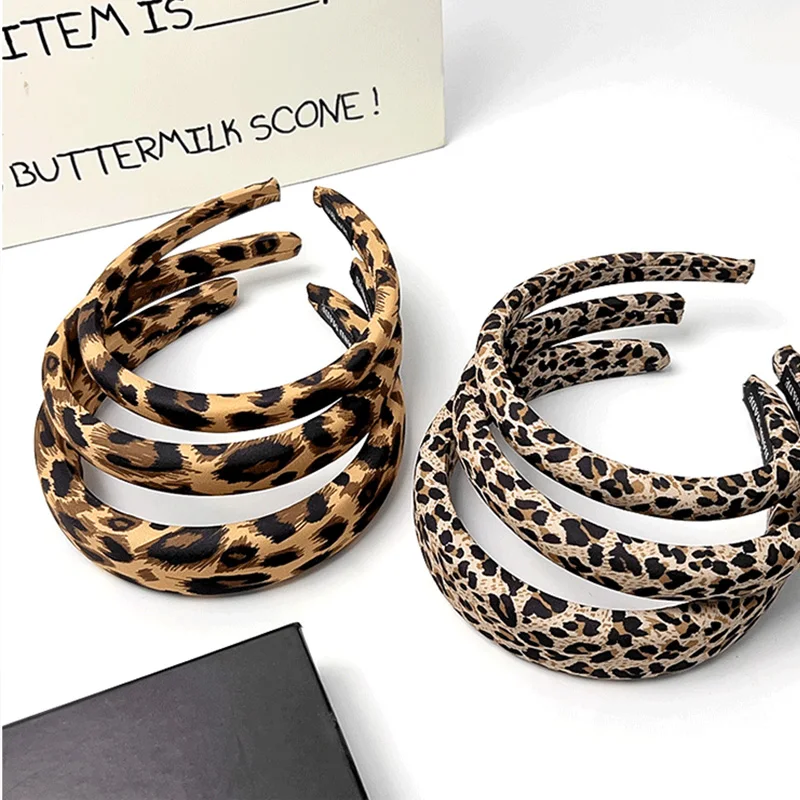 Vintage Leopard Print Sponge Hairband For Women Elegant Hair Ornament Headband Hair Hold Head Band Fashion Hair Accessories