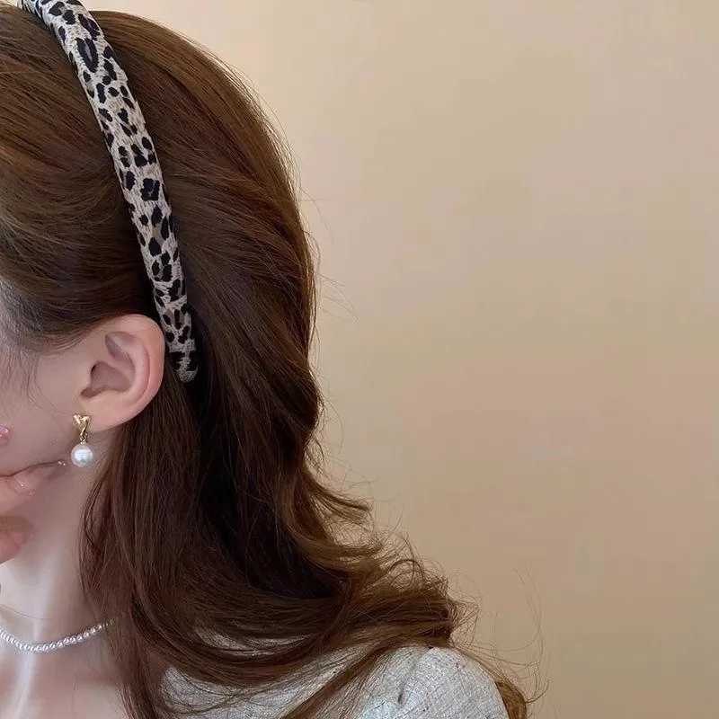 Vintage Leopard Print Sponge Hairband For Women Elegant Hair Ornament Headband Hair Hold Head Band Fashion Hair Accessories