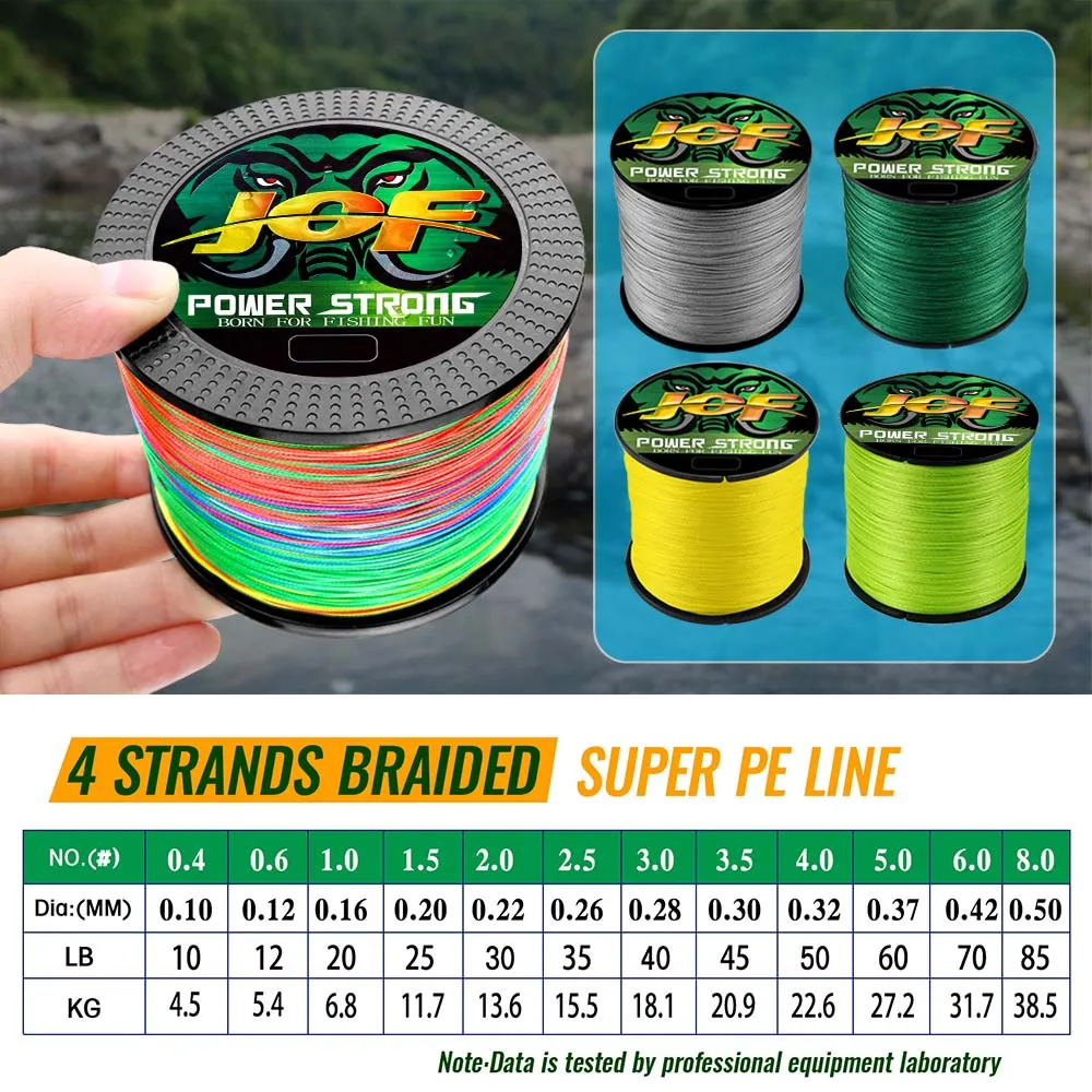 JOF 4 Braided X4 Strands 300M 100M Fly Fishing Line Multifilament Wire Pesca 10-85LB Carp Sea Saltwater Weave Extreme Japan