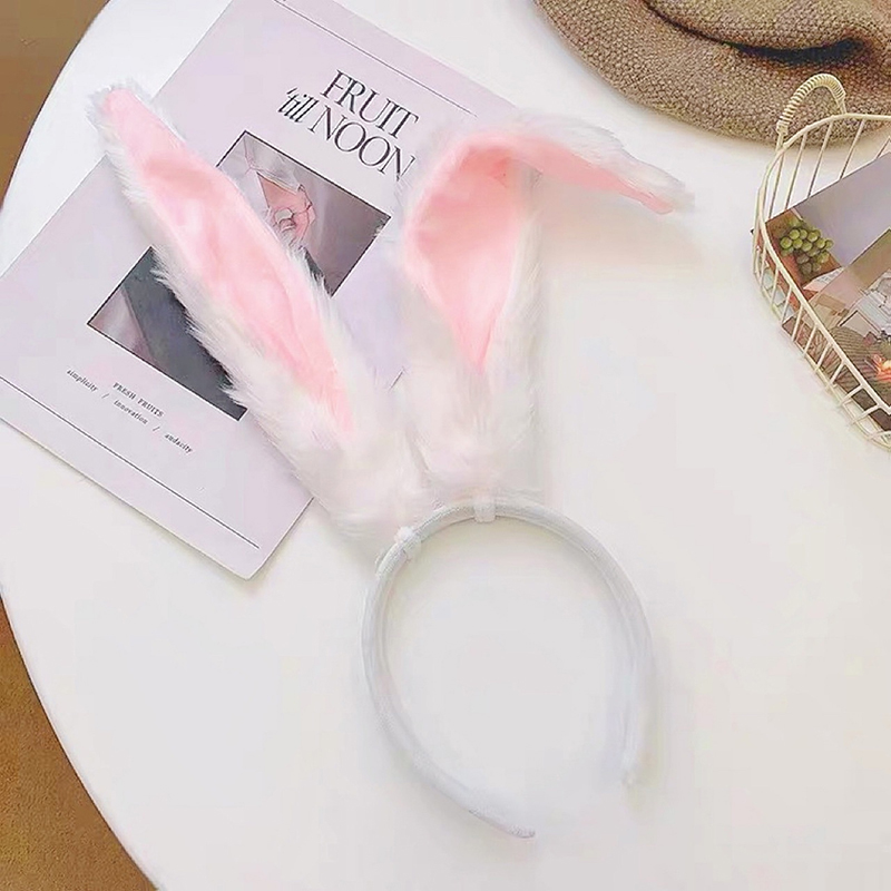 Girls Plush Long Rabbit Ear Hair Bands Headwear Headband Dress Accesorios Women Girl Cosplay Lolita Cosplay Hair Accessories