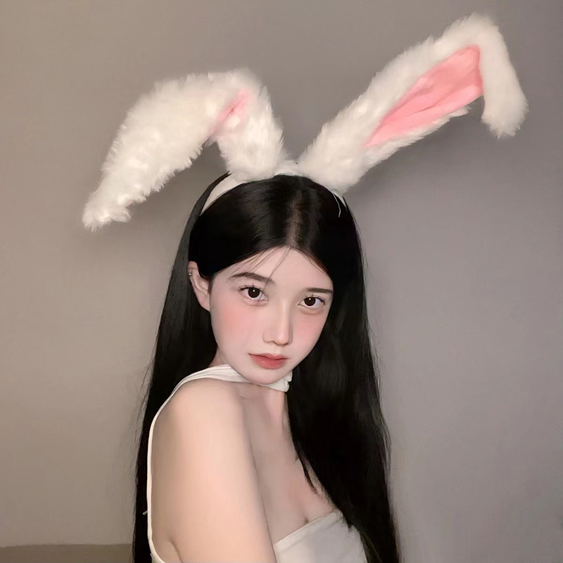 Girls Plush Long Rabbit Ear Hair Bands Headwear Headband Dress Accesorios Women Girl Cosplay Lolita Cosplay Hair Accessories