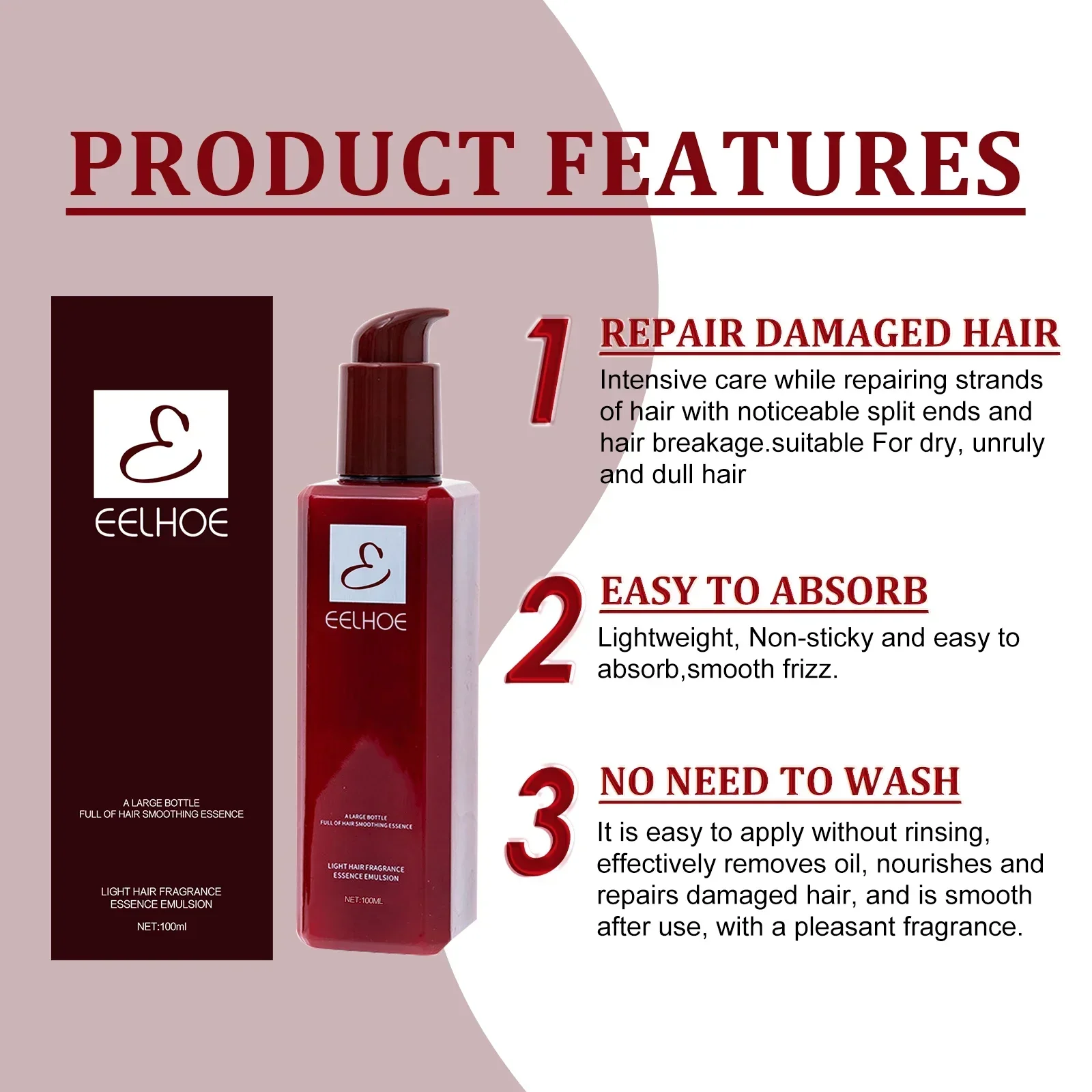 Hair Conditioner Essence Moisturizing Soften Repair Hair Mask Smoothing Treatment for Damaged Dry Curly Frizzy Hair Care