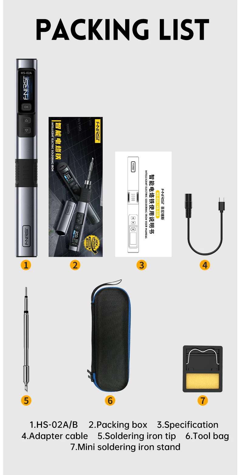 FNIRSI HS-02 Smart Soldering Station 100W Electric Soldering Iron Adjustable Constant Temperature Fast Heat Solder Iron Kit